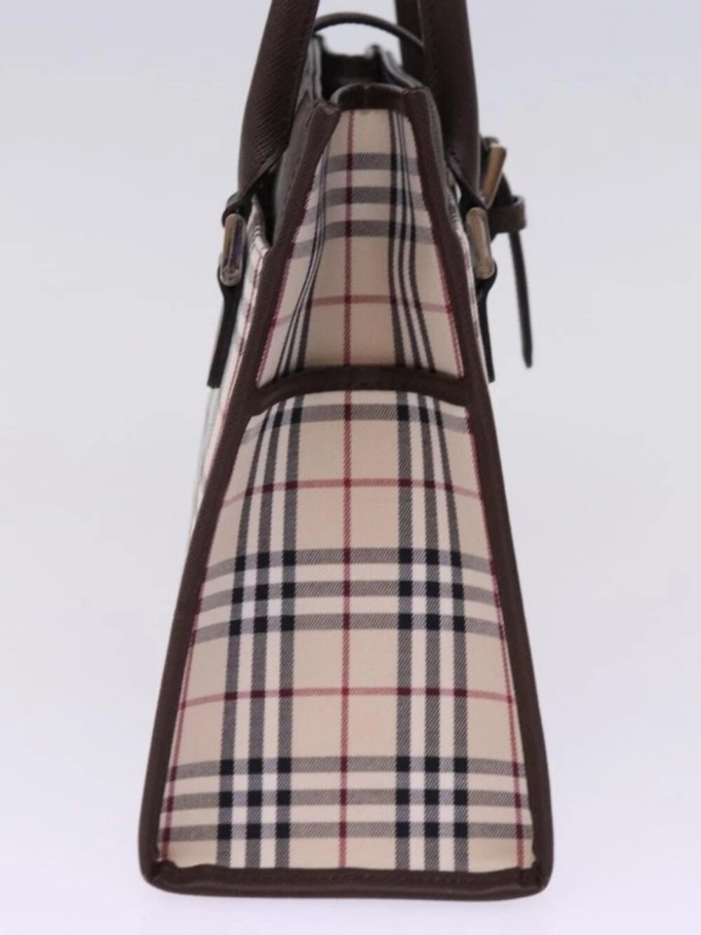 BURBERRY Nova Check Hand Bag Nylon Canvas Beige Auth - Picture 3 of 16